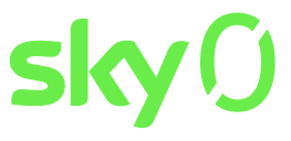 Sky Zero logo in bright green, with a stylised “O” resembling a circular arrow to signify sustainability.